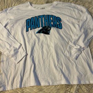 Panthers Long Sleeve Tee with Panther Logo - White/Teal/Black